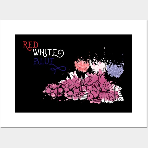 Red White Blue Red Wine Tee Tshirt Wall Art by teespot123